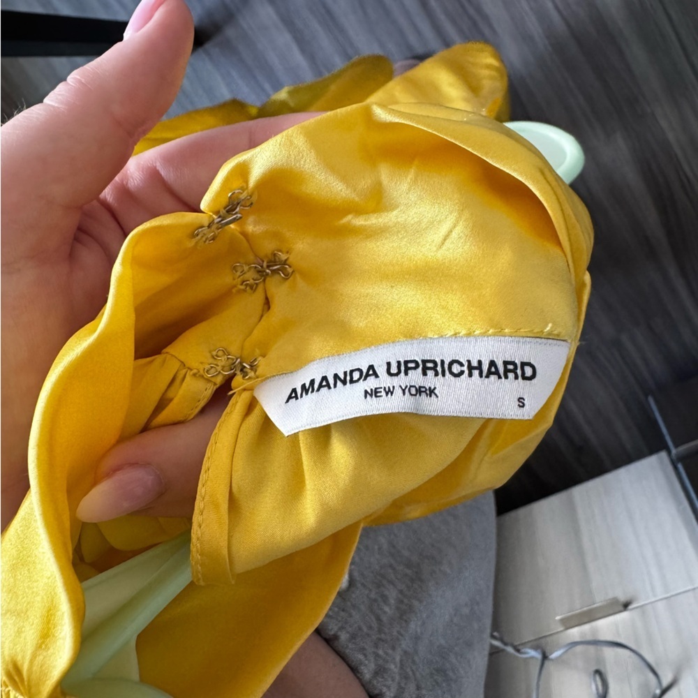 Amanda Uprichard Chaya Top Canary Yellow 100% Silk Mock Neck Small - Picture 7 of 13